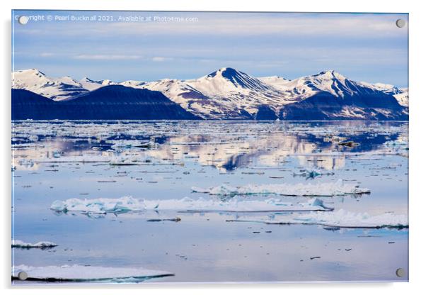 Sea Ice and Spitsbergen Island Reflections Norway Acrylic by Pearl Bucknall