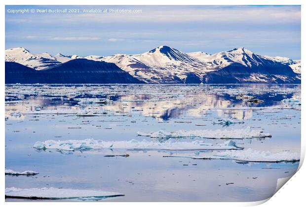 Sea Ice and Spitsbergen Island Reflections Norway Print by Pearl Bucknall