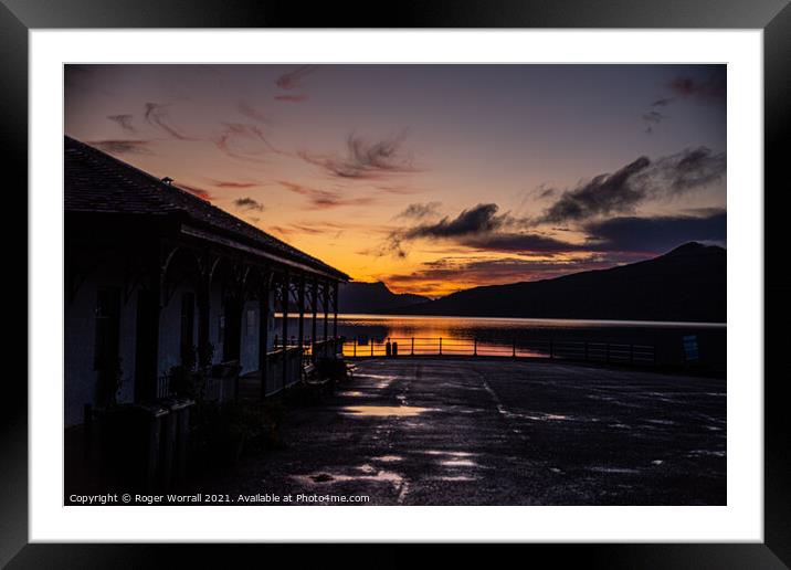 Pier Cafe Sunrise, Loch Katrine Framed Mounted Print by Roger Worrall