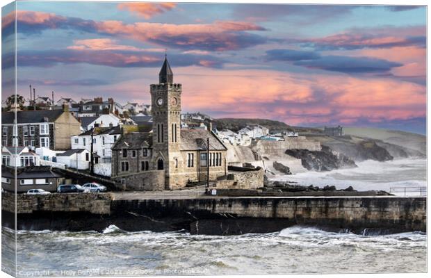 Portleven Cornwell, Methodist Church over looking the sea  Canvas Print by Holly Burgess
