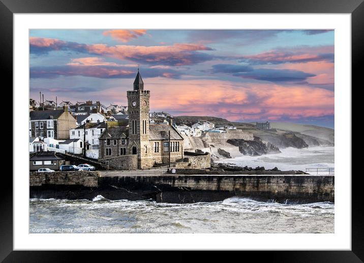 Portleven Cornwell, Methodist Church over looking the sea  Framed Mounted Print by Holly Burgess