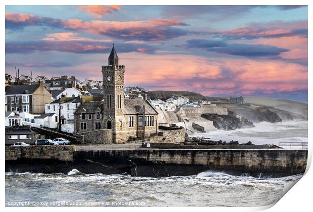 Portleven Cornwell, Methodist Church over looking the sea  Print by Holly Burgess