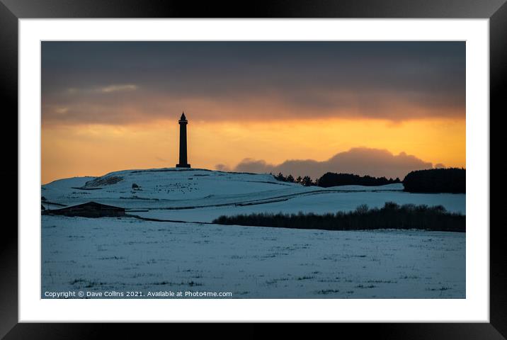 Wellington Monument in the Scottish Borders in winter snow at dusk Framed Mounted Print by Dave Collins