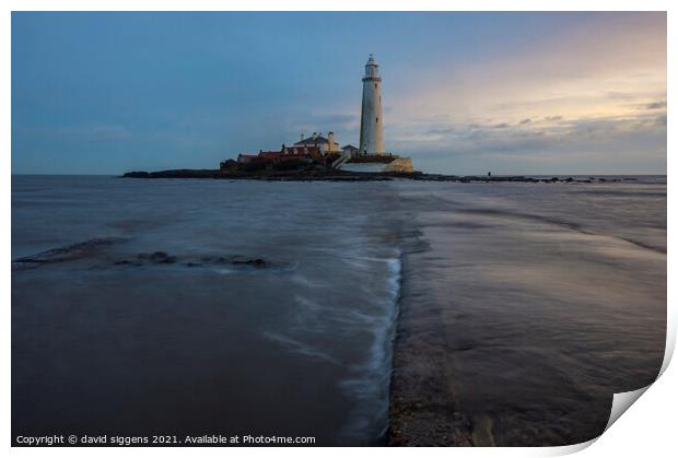 St Marys lighthouse long exposure Print by david siggens