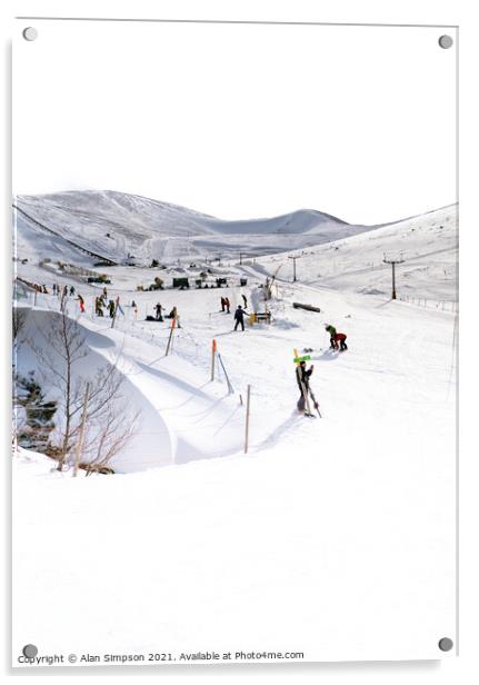 Cairngorm Skiing Acrylic by Alan Simpson