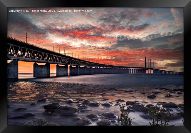 The Majestic Oresund Bridge Framed Print by K7 Photography