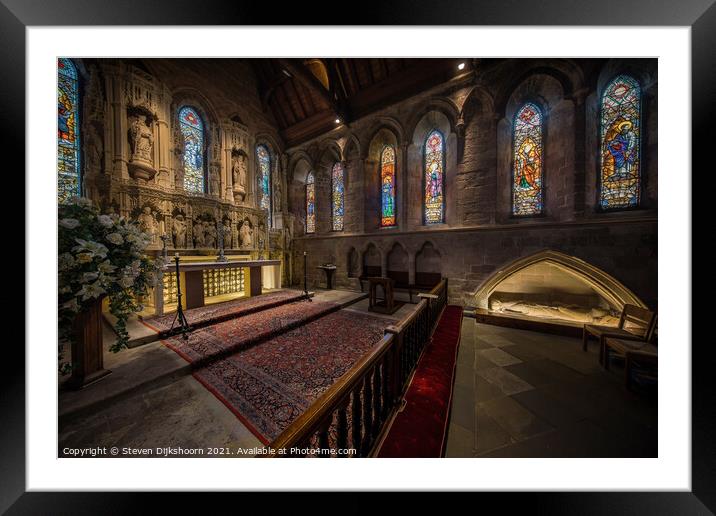 St Aidan church in Bamburgh, Newcastle Framed Mounted Print by Steven Dijkshoorn