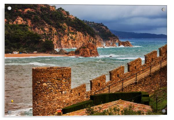 Tossa de Mar Battlement on Costa Brava in Spain Acrylic by Artur Bogacki