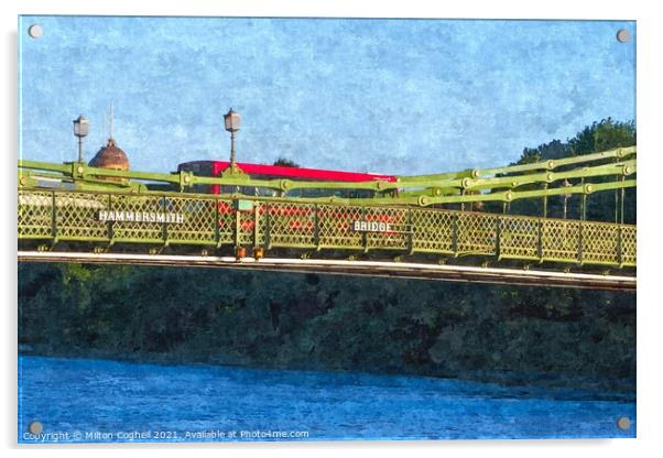 Oil painting effect of Hammersmith Bridge Acrylic by Milton Cogheil