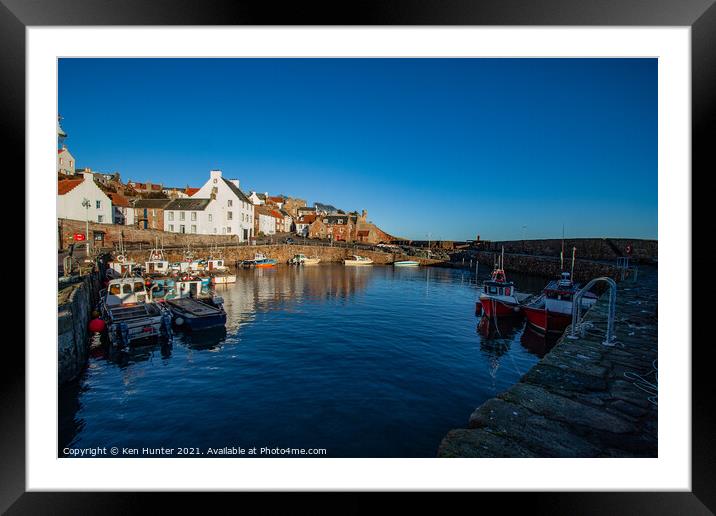 Old Crail Fishing Harbour at Rest Framed Mounted Print by Ken Hunter