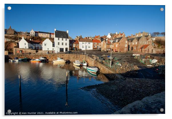 Crail Harbour in Sunshine Acrylic by Ken Hunter