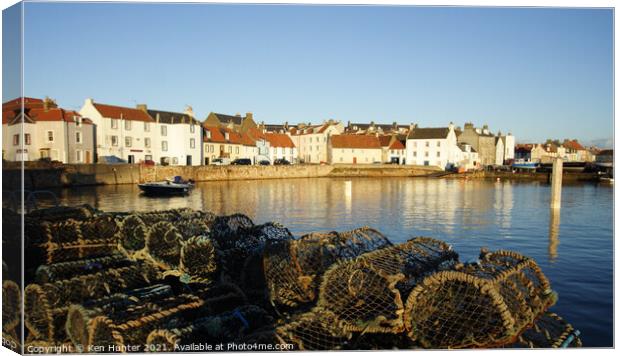 Lobster Creels at St. Monans Harbour Canvas Print by Ken Hunter