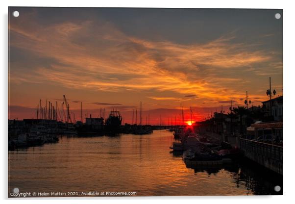 Sunrise on Grau du Roi port Camargue Acrylic by Helkoryo Photography