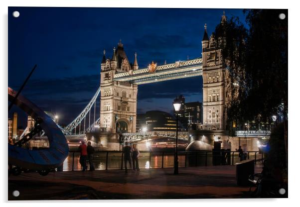 Tower Bridge at night Acrylic by tim miller