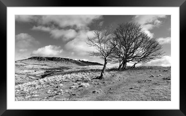 Higger Tor from Hathersage Moor Framed Mounted Print by Chris Drabble