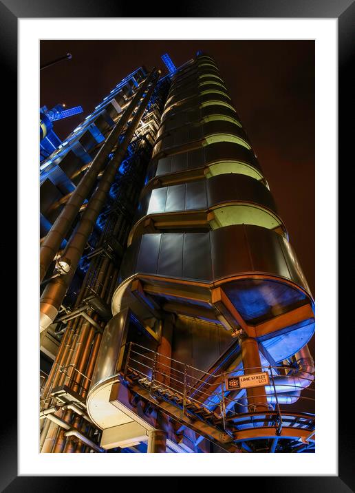 Lloyds building at night Framed Mounted Print by tim miller