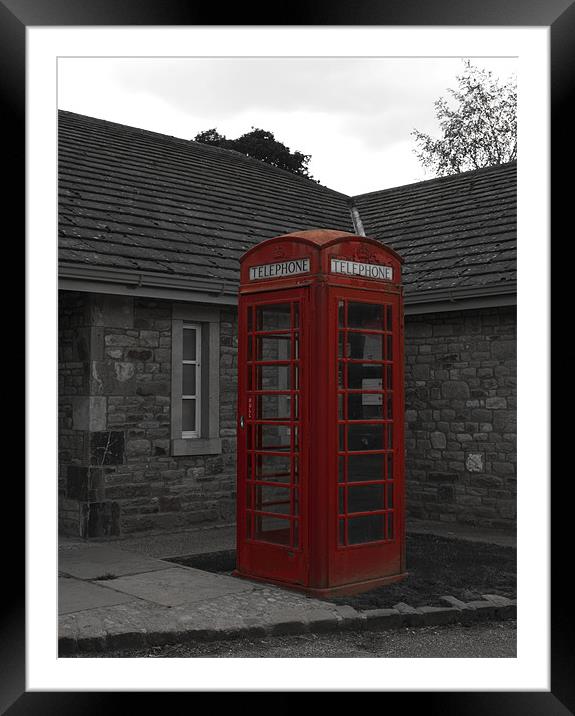 Phone Box , Bolton Abbey Village Framed Mounted Print by Peter Elliott 