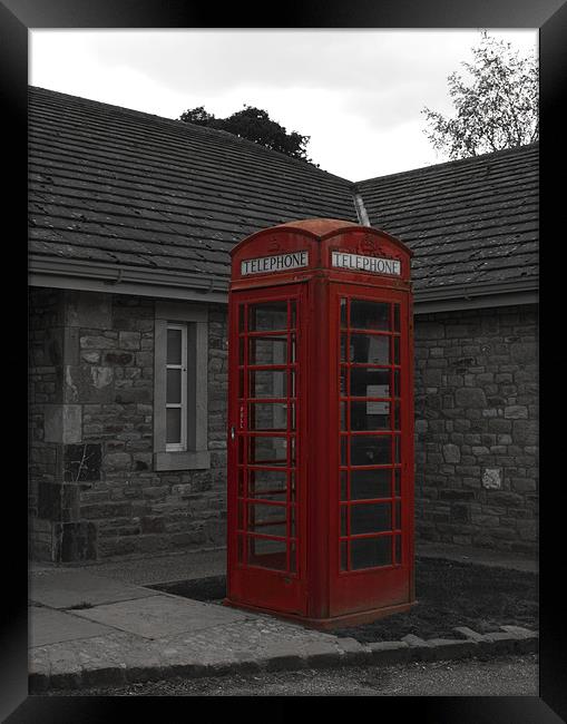 Phone Box , Bolton Abbey Village Framed Print by Peter Elliott 