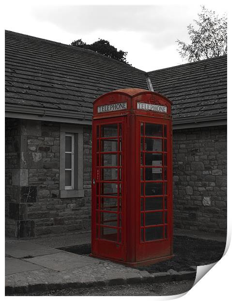Phone Box , Bolton Abbey Village Print by Peter Elliott 