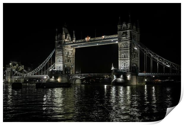 tower bridge at night Print by tim miller