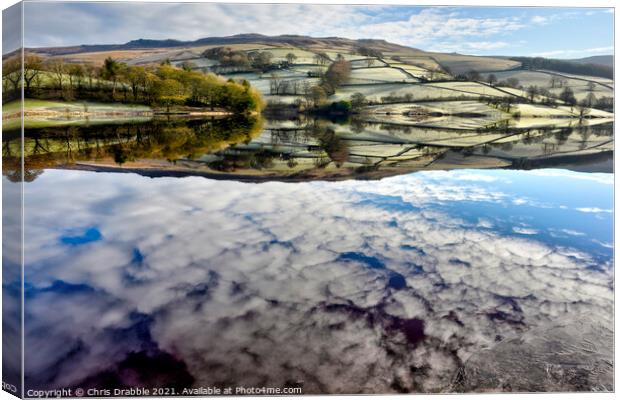 Ladybower Reservoir reflections Canvas Print by Chris Drabble
