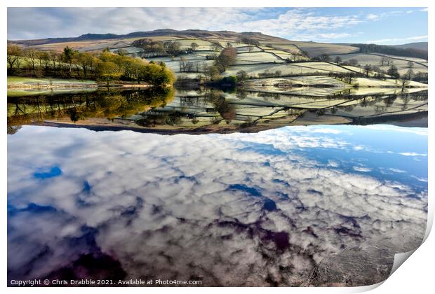Ladybower Reservoir reflections Print by Chris Drabble