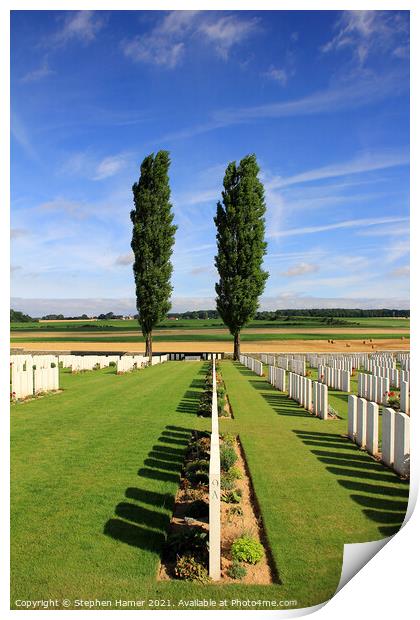 Somme War Graves Print by Stephen Hamer