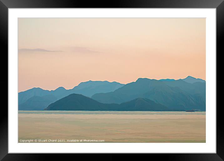 Misty seascape aat sunset Framed Mounted Print by Travel and Pixels 