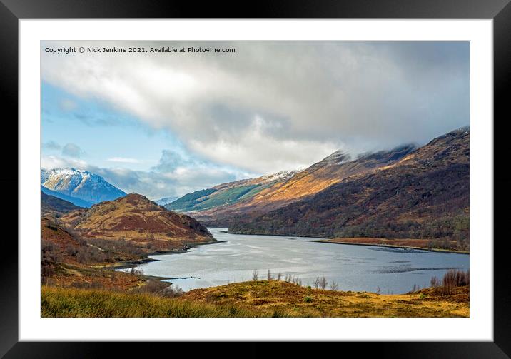 Loch Leven looking north from Kinlochleven Lochabe Framed Mounted Print by Nick Jenkins