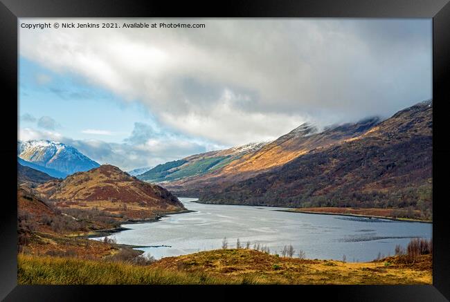 Loch Leven looking north from Kinlochleven Lochabe Framed Print by Nick Jenkins