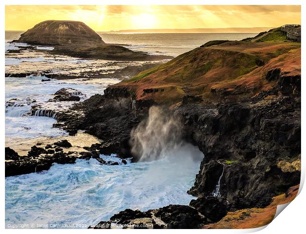 Sunset at Phillip Island Print by Janet Carmichael