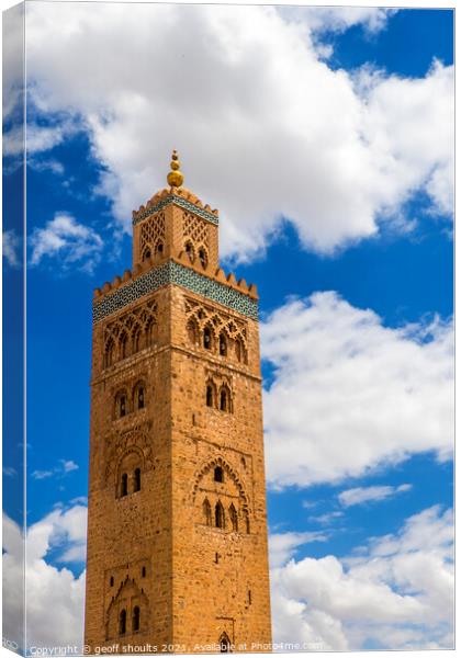 The Koutoubia Mosque Canvas Print by geoff shoults