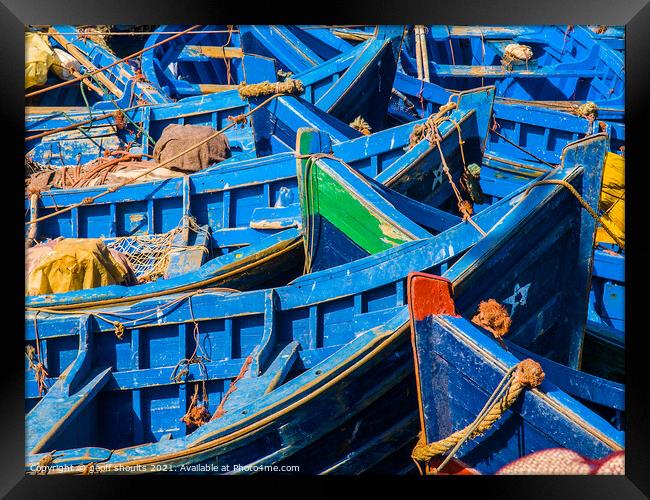 Essaouira blues Framed Print by geoff shoults