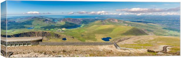 Snowdon Summit Cafe Panorama Canvas Print by Adrian Evans