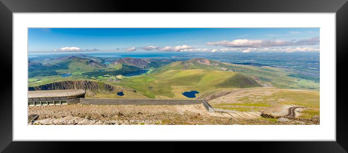 Snowdon Summit Cafe Panorama Framed Mounted Print by Adrian Evans
