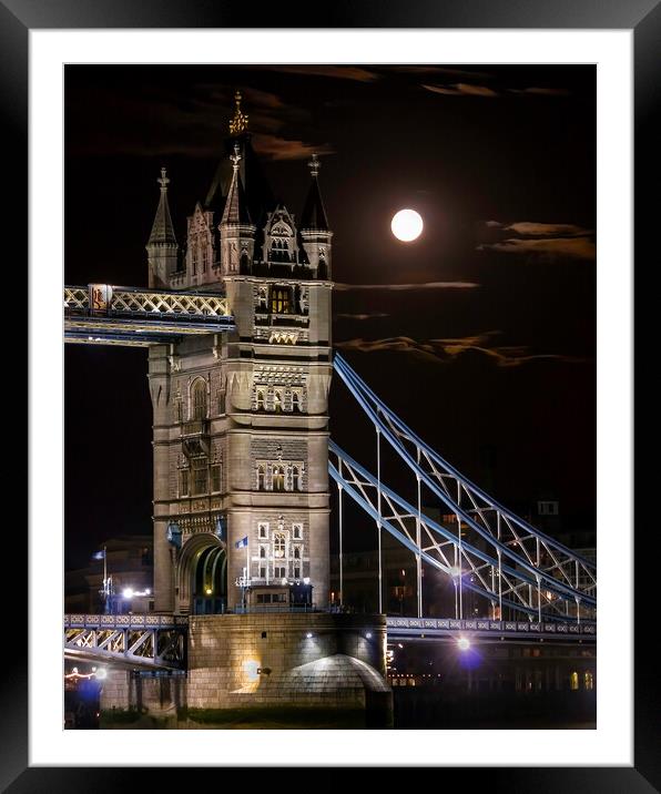 tower bridge by moonlight Framed Mounted Print by tim miller