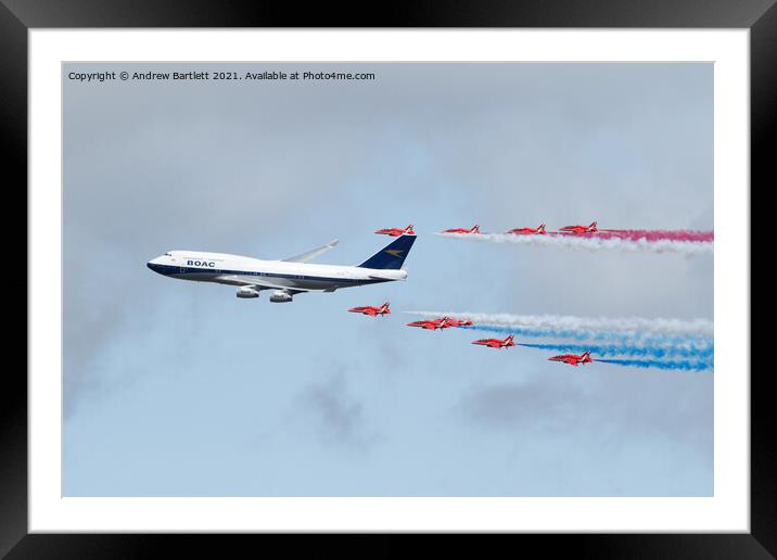 RAF Red Arrows with BA Boeing 747-436 Framed Mounted Print by Andrew Bartlett