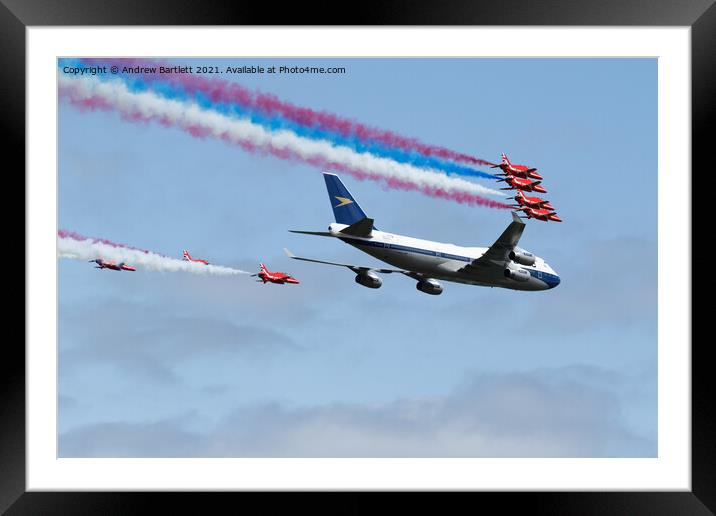 RAF Red Arrows with BA Boeing 747 Framed Mounted Print by Andrew Bartlett