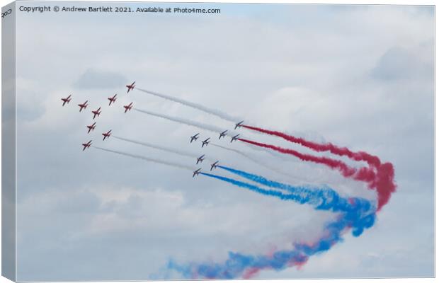 RAF Red Arrows with The Patrouille de France  Canvas Print by Andrew Bartlett