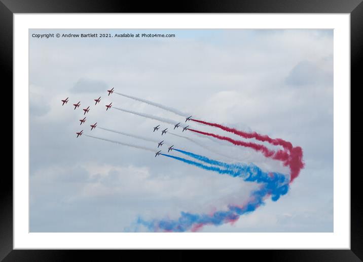 RAF Red Arrows with The Patrouille de France  Framed Mounted Print by Andrew Bartlett