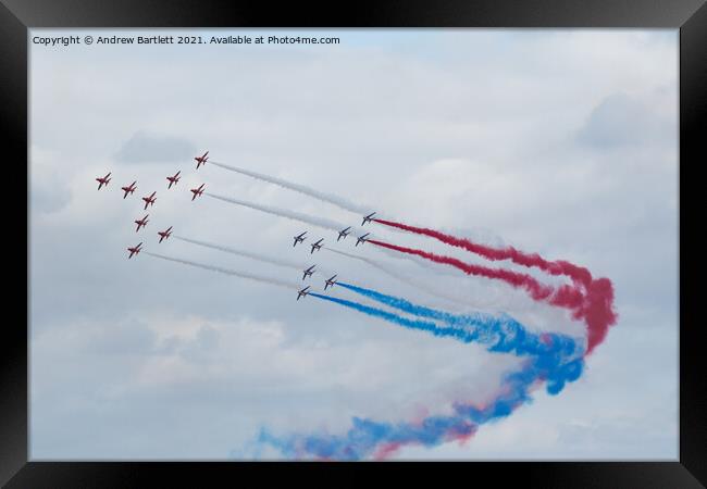 RAF Red Arrows with The Patrouille de France  Framed Print by Andrew Bartlett