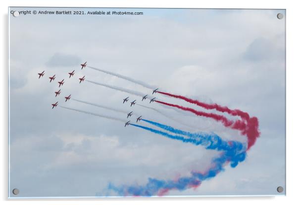 RAF Red Arrows with The Patrouille de France  Acrylic by Andrew Bartlett