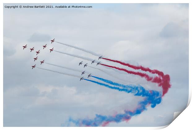 RAF Red Arrows with The Patrouille de France  Print by Andrew Bartlett