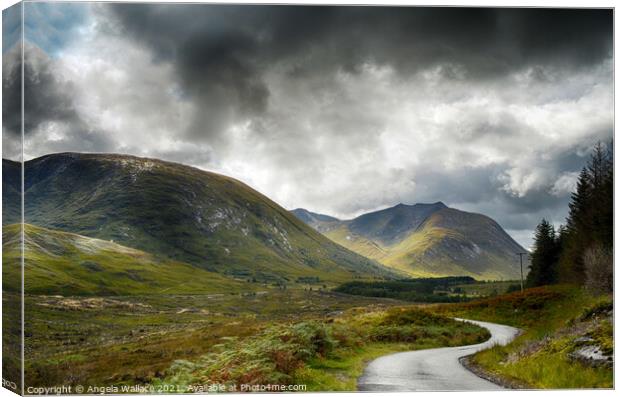 The road to Glen Etive Scotland Canvas Print by Angela Wallace