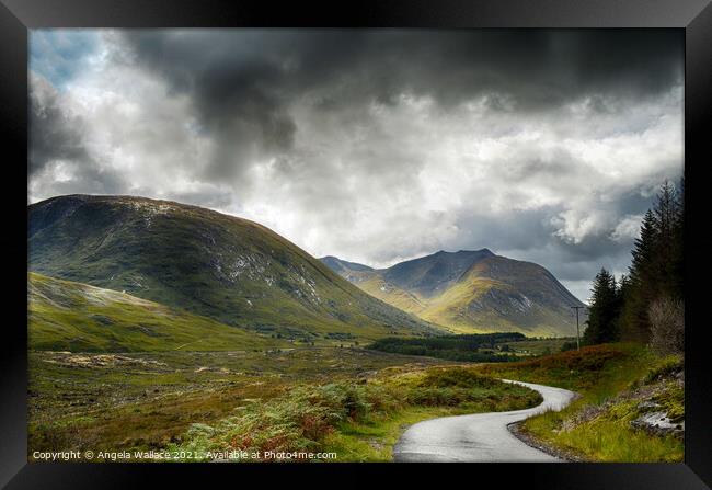 The road to Glen Etive Scotland Framed Print by Angela Wallace