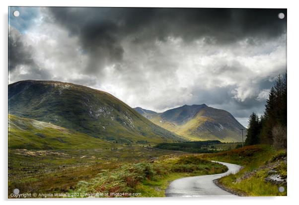 The road to Glen Etive Scotland Acrylic by Angela Wallace