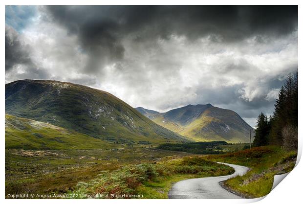 The road to Glen Etive Scotland Print by Angela Wallace