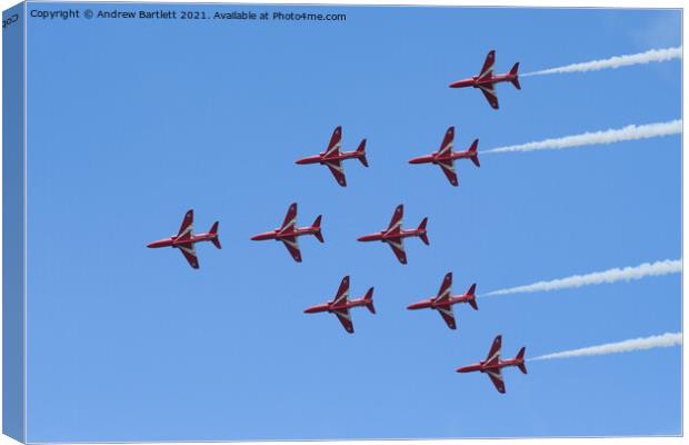 RAF Red Arrows flypast Canvas Print by Andrew Bartlett
