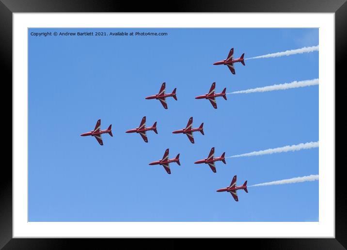 RAF Red Arrows flypast Framed Mounted Print by Andrew Bartlett