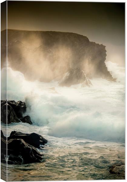 Storm force winds hit Scatness, Shetland Canvas Print by Richard Ashbee